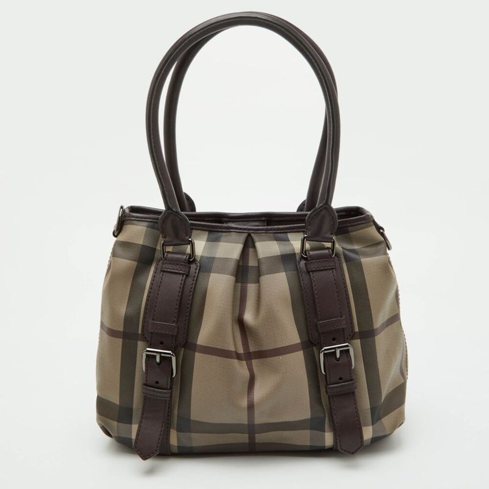 Burberry Lowry Brown Smoked Check Pvc And Leather Tote - Picture 4 of 7